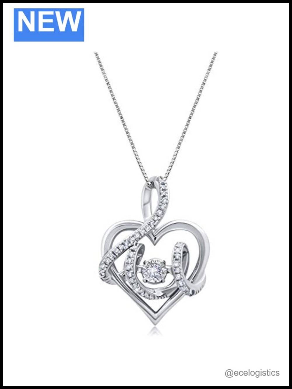 10k White Gold Diamond Heart Pendant Necklace